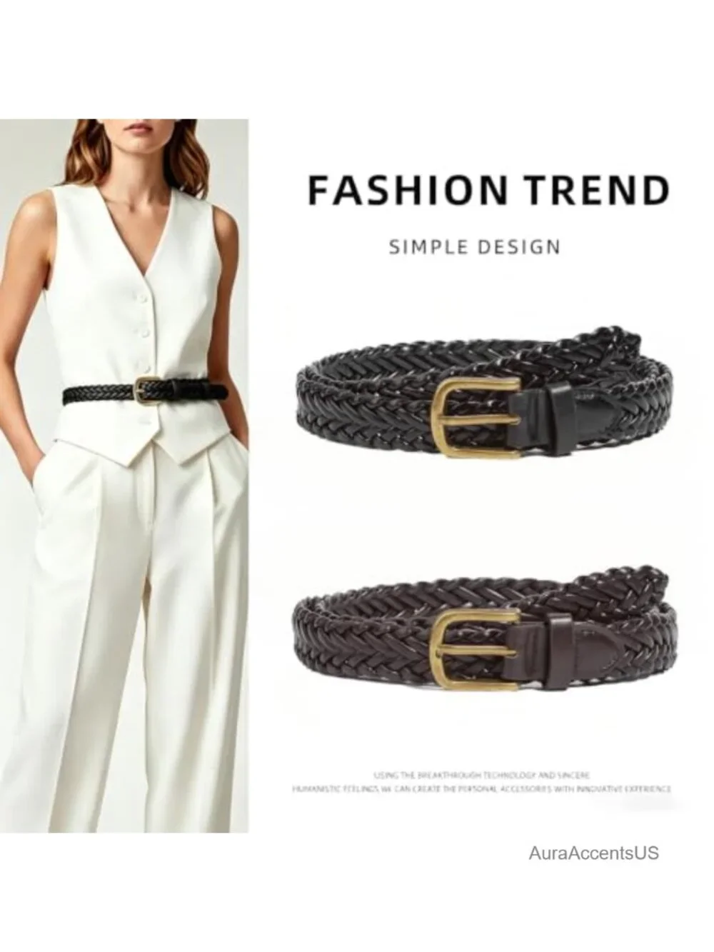 Leather Braided Belt Woven Waist Strap Jeans